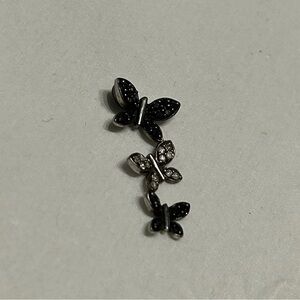 Butterfly Trio pendant silver and dia - Black & Silver Sparkle